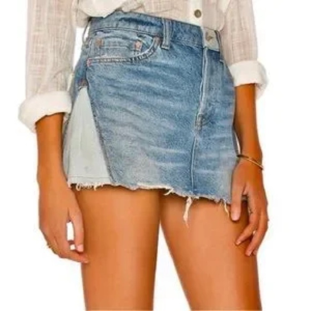 Free People We The Free x REVOLVE Izzie Denim Mini Skirt Patchwork 31 NWT